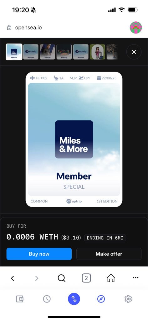 Uptrip Miles & More NFT