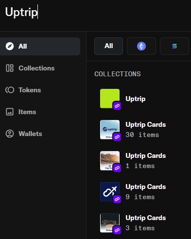 Fake Uptrip NFT collections