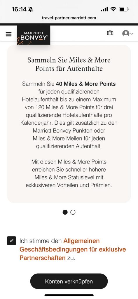 Marriott Zustimmung für Miles & More Points