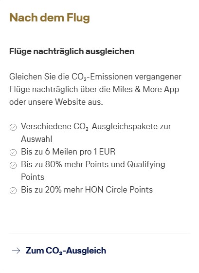 Miles & More CO2 Kompensation – Nach dem Flug